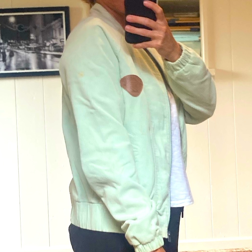 Mint Green Bomber Jacket With Patch - image 3